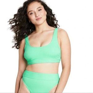 Stoney Clover x Target NWT Swim Top Green Ribbed Cut Out Back Size XXS (00)